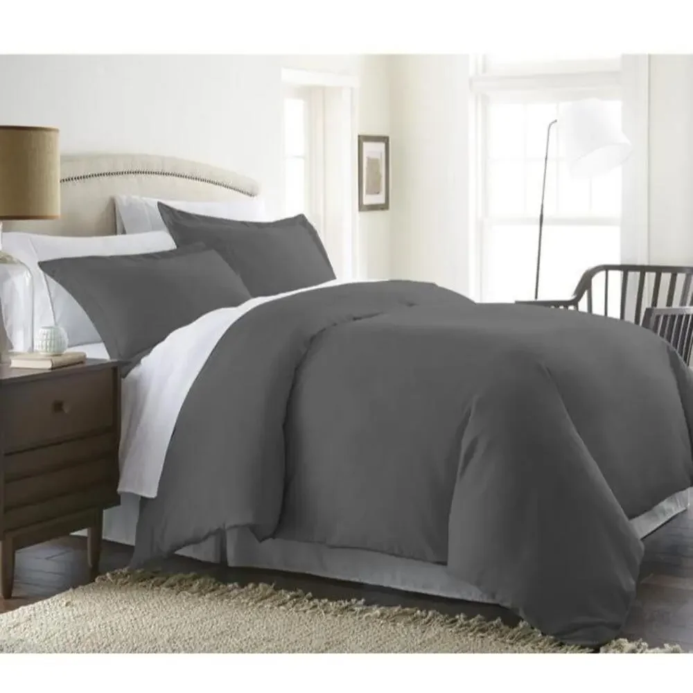 Ienjoy Home Premium Duvet Cover Set Queen Gray Ultra Soft with Pillow Sham BED34